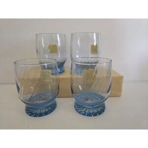 Set Of 4 Libbey Misty Blue Double Rocks Glass Tumblers New 12 avail